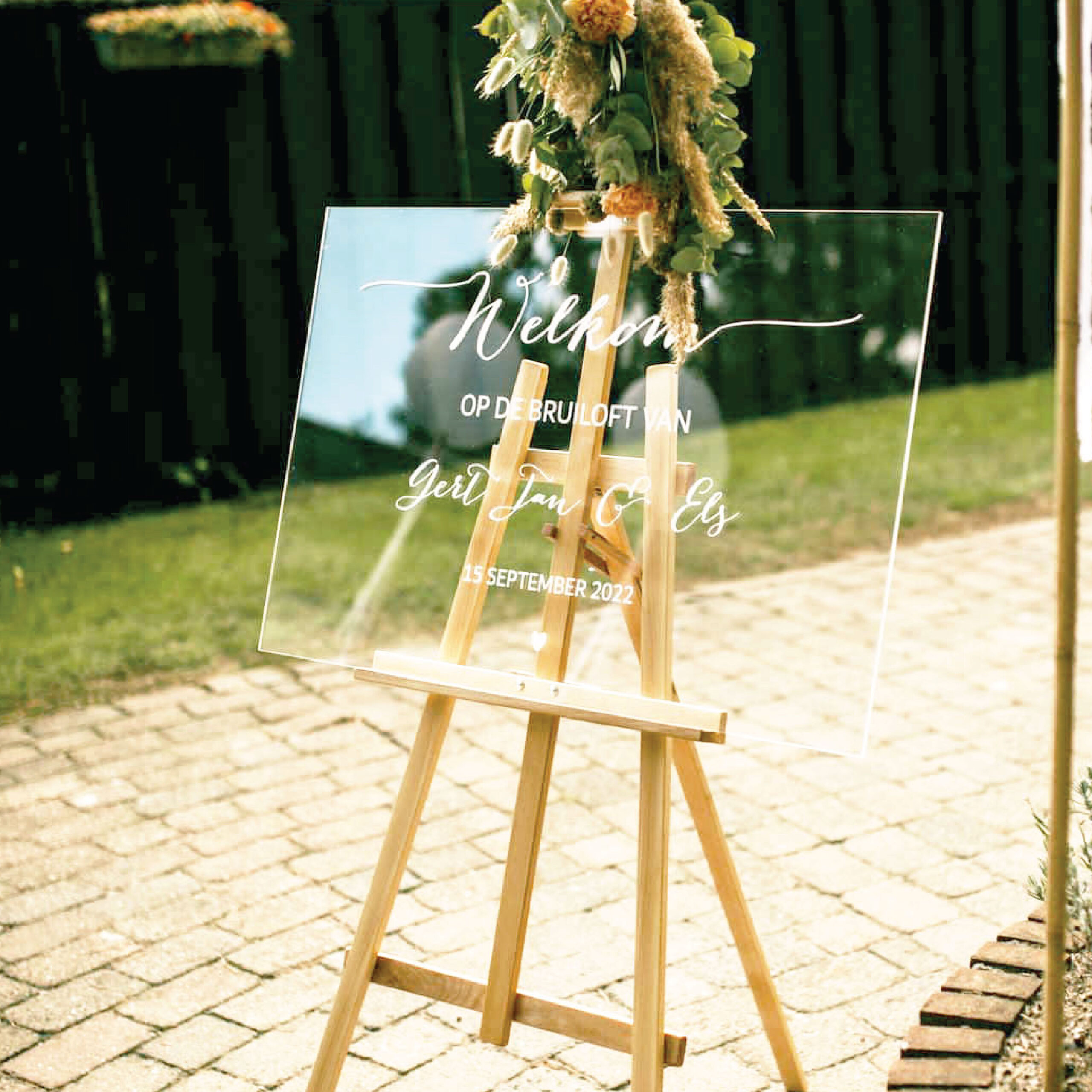 5mm helder plexiglas welkom bord voor bruiloft