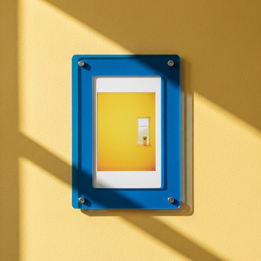 blauw plexiglas fotolijst