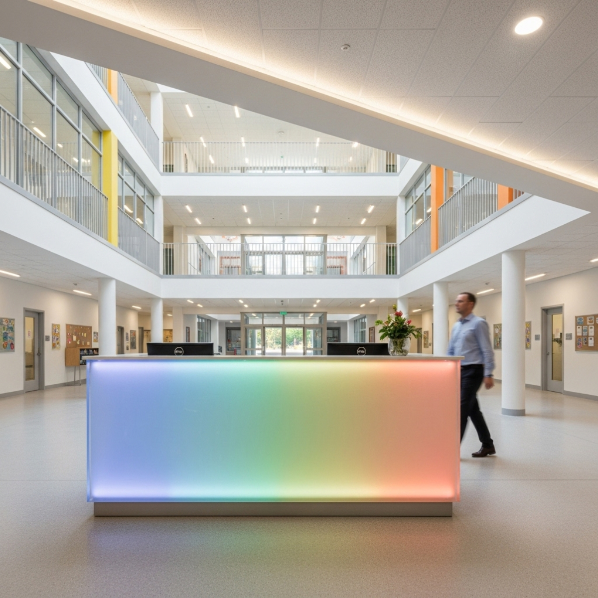 Plexiglas balie met gekleurd licht