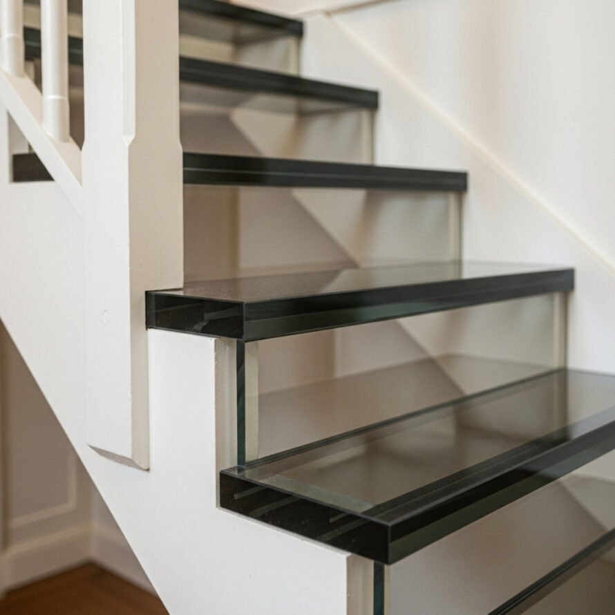 Rookgrijs plexiglas trap