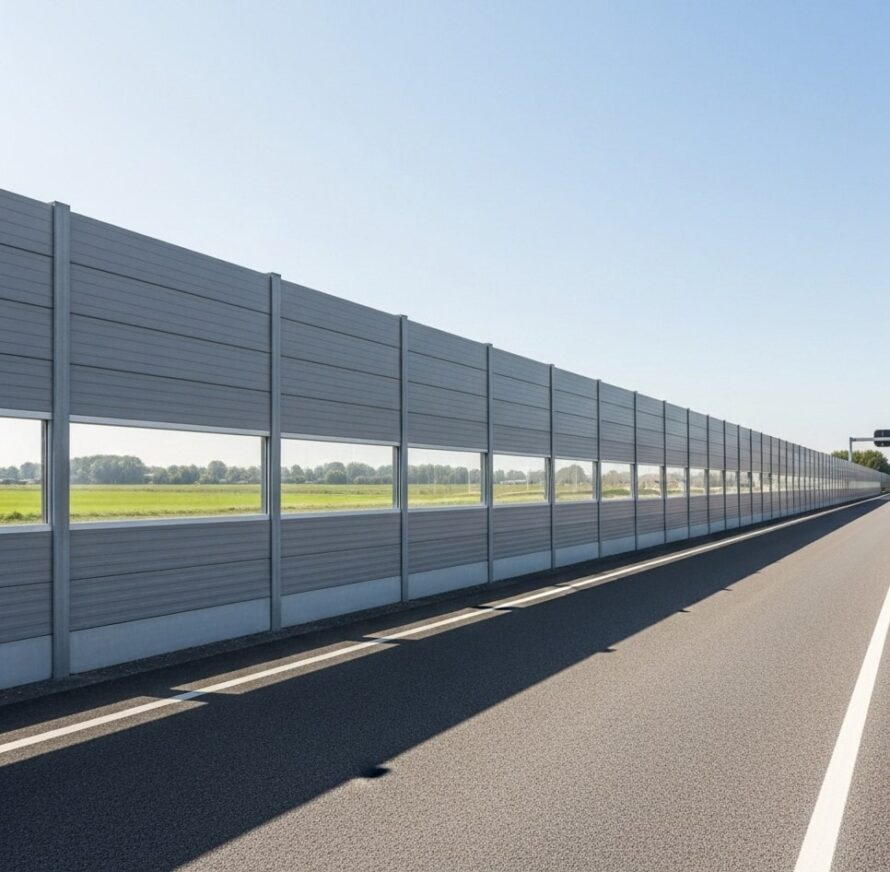 Geluidswal met deels polycarbonaat