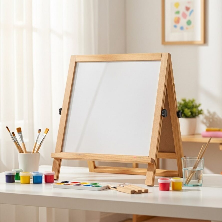 Schildersezel met een wit acryl plaat