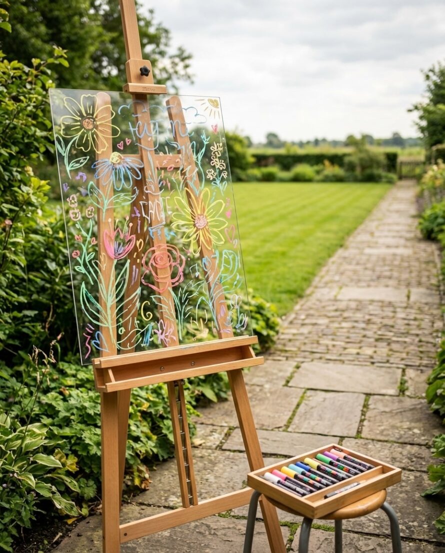 Schildersezel met plexiglas helder