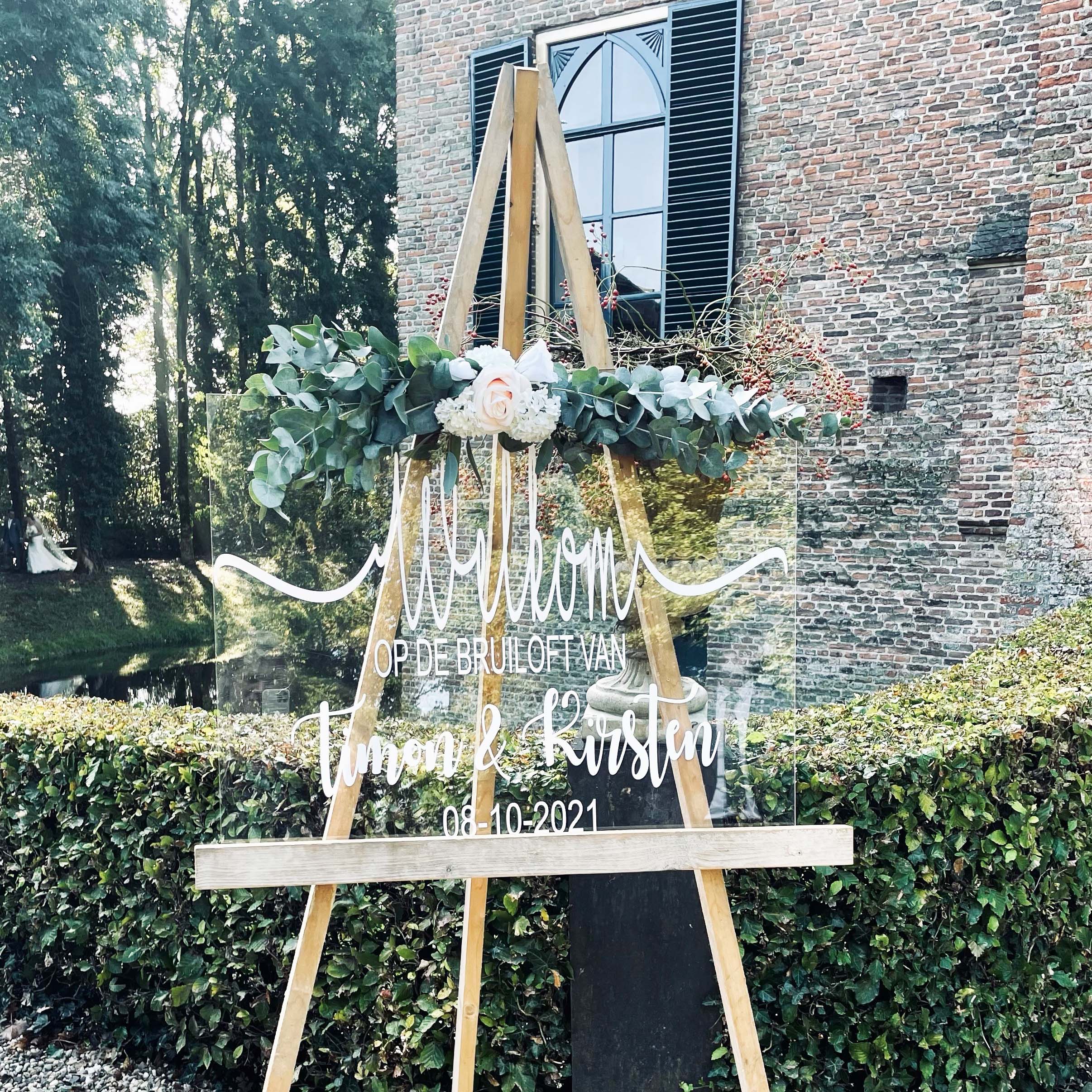 Helder goedkoop Plexiglas welkomstbord bruiloft bestickering