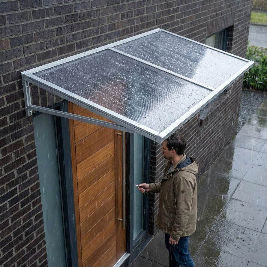 Aluminium luifel met transparant polycarbonaat dak