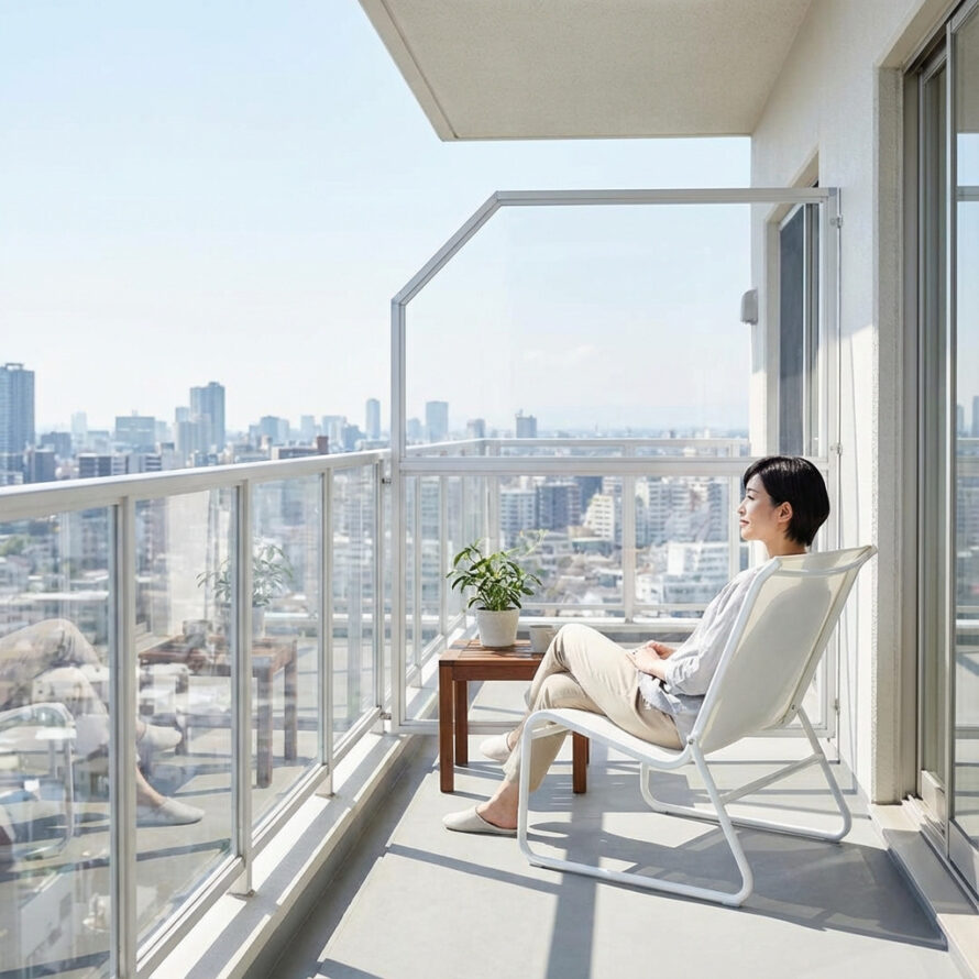 Kunststof balkonhek toegepast in modern appartementencomplex