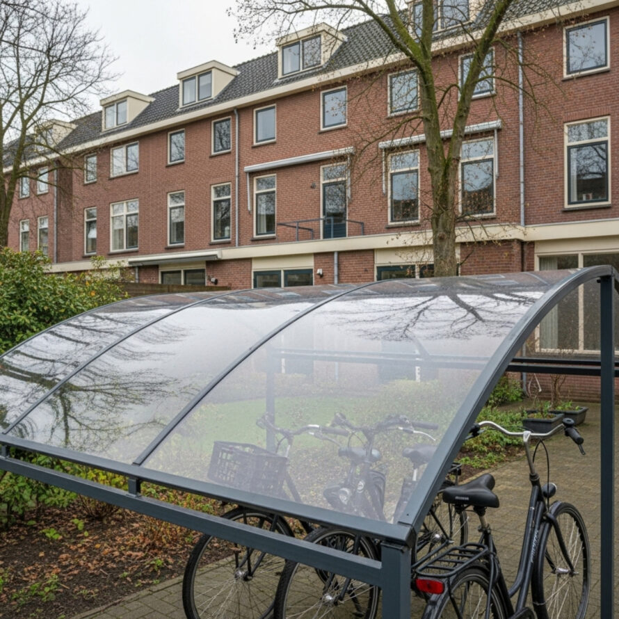 Kunststof overkapping fietsenstalling