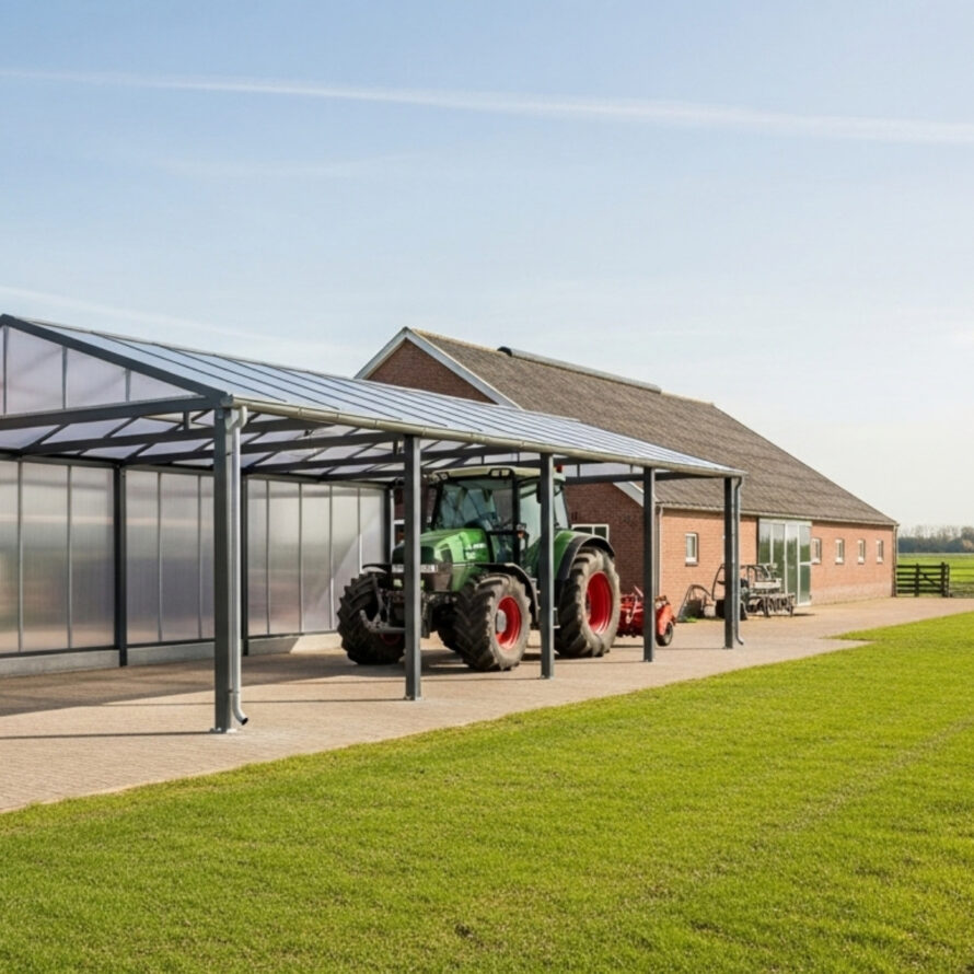 Kunststof overkapping carport voor tractor