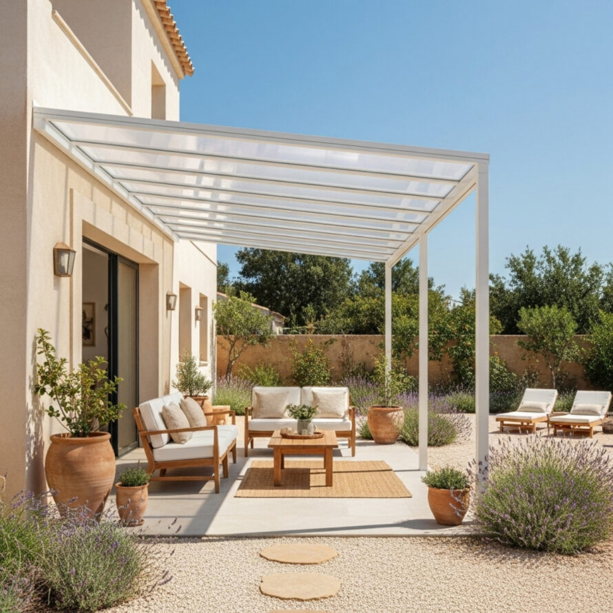 Kunststof overkapping tuin vakantiehuis