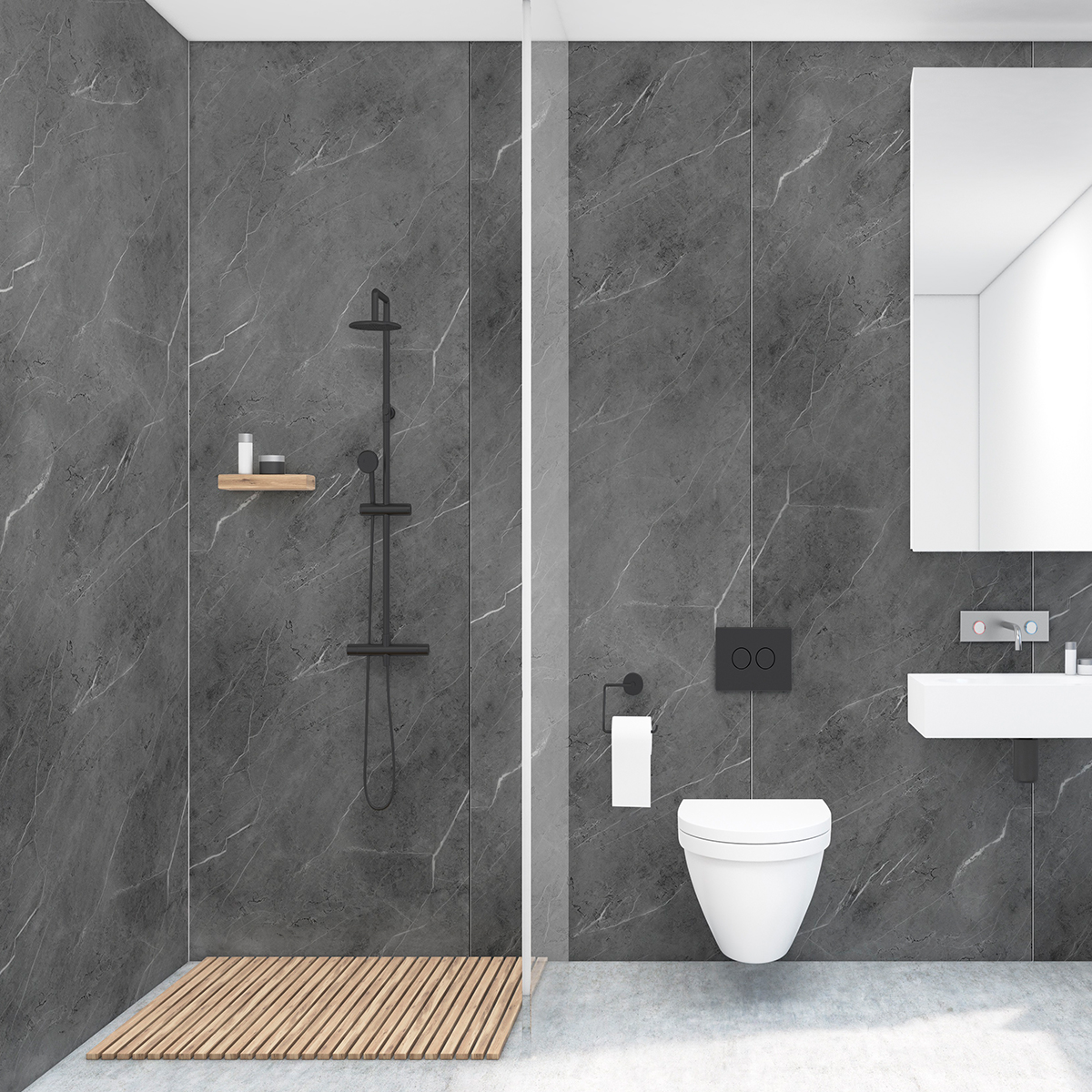 antraciet badkamer wandpaneel van pvc