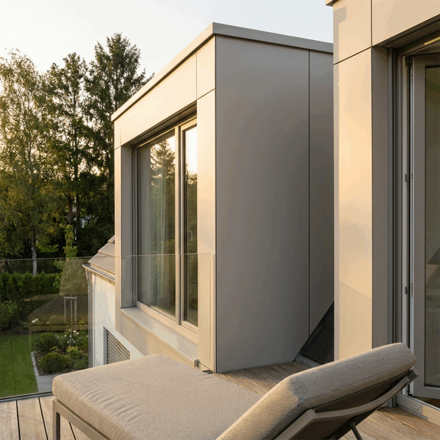 Onderhoudsvrije kunststof dakkapel met moderne en strakke uitstraling.