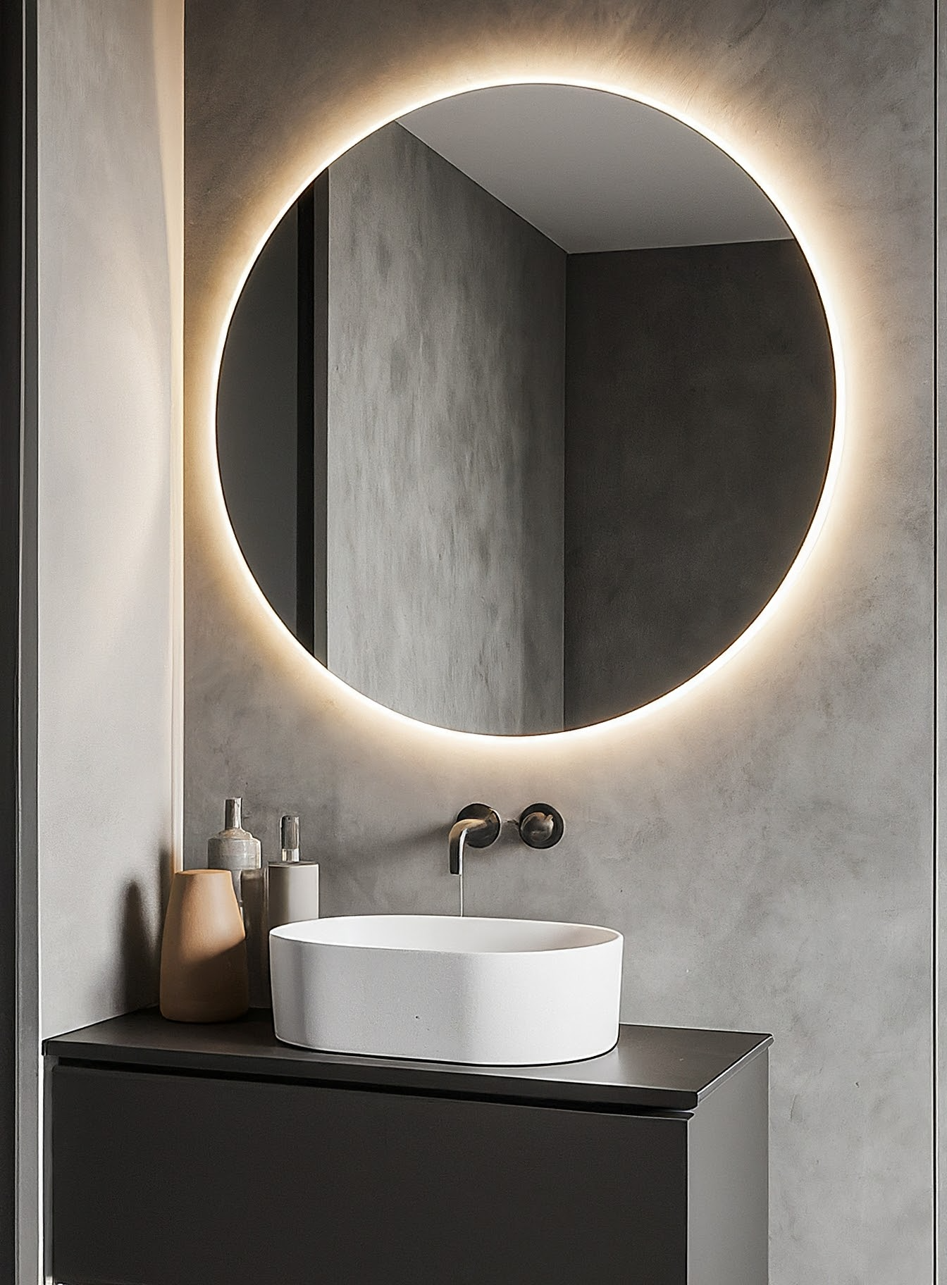 kunststof spiegel rond badkamer