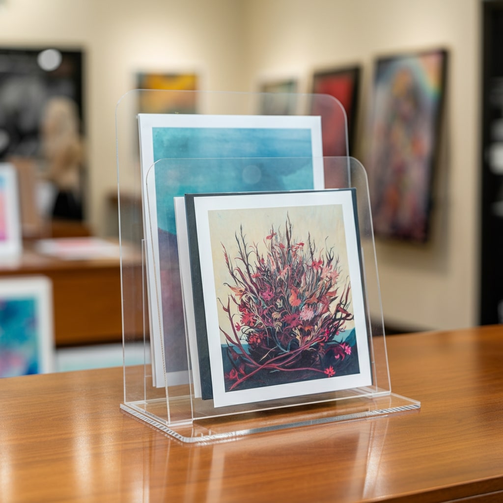 Kunstwerken achter plexiglas display kraswerend