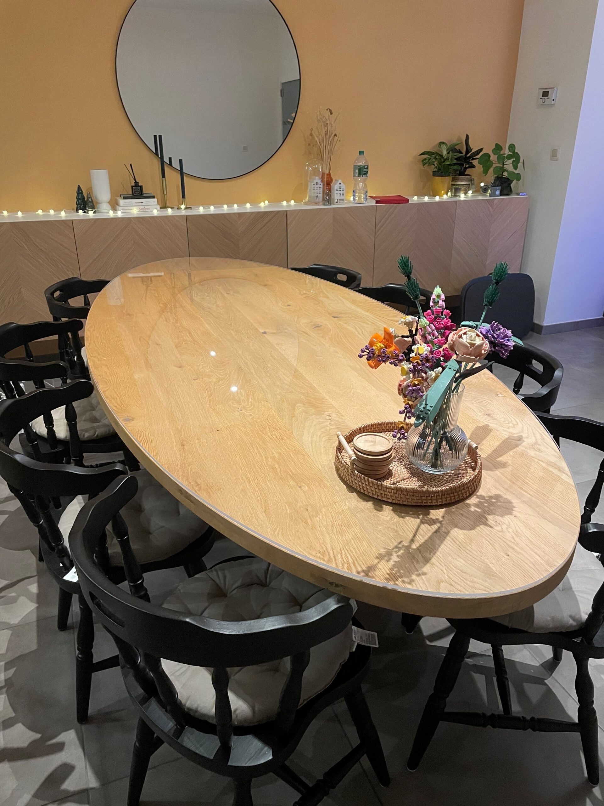 Ronde eettafel kraswerend helder plexiglas