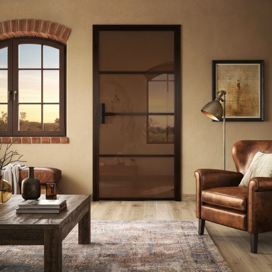 Tussendeur bruin doorzichtig polycarbonaat