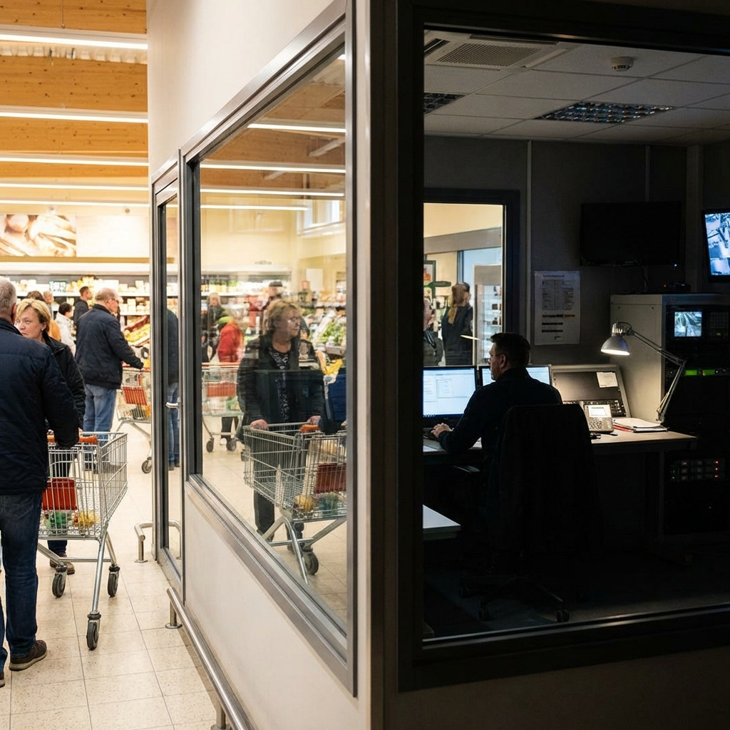 Two way mirror supermarkt