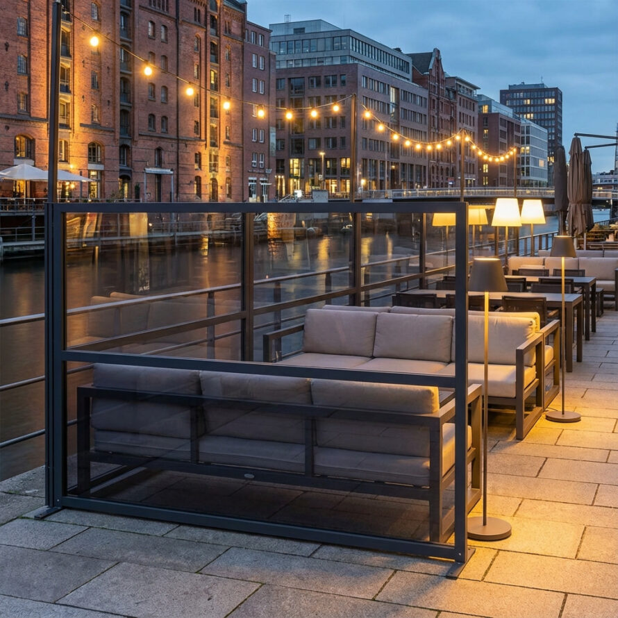 Kunststof windscherm van UV-bestendig plexiglas in stedelijke omgeving