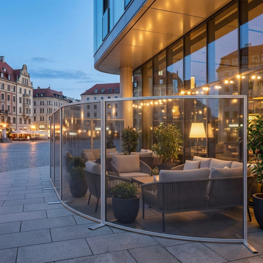 Kunststof windscherm van UV-bestendig plexiglas voor horeca