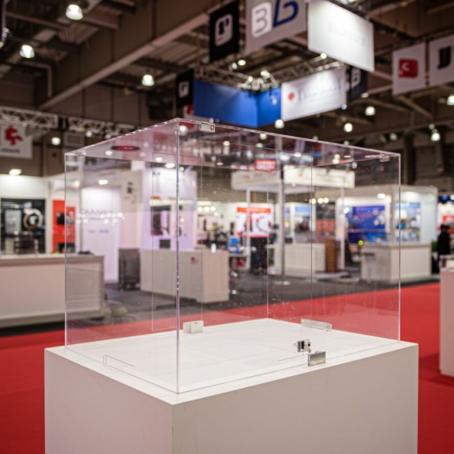 Acrylaat bak stand op beurs