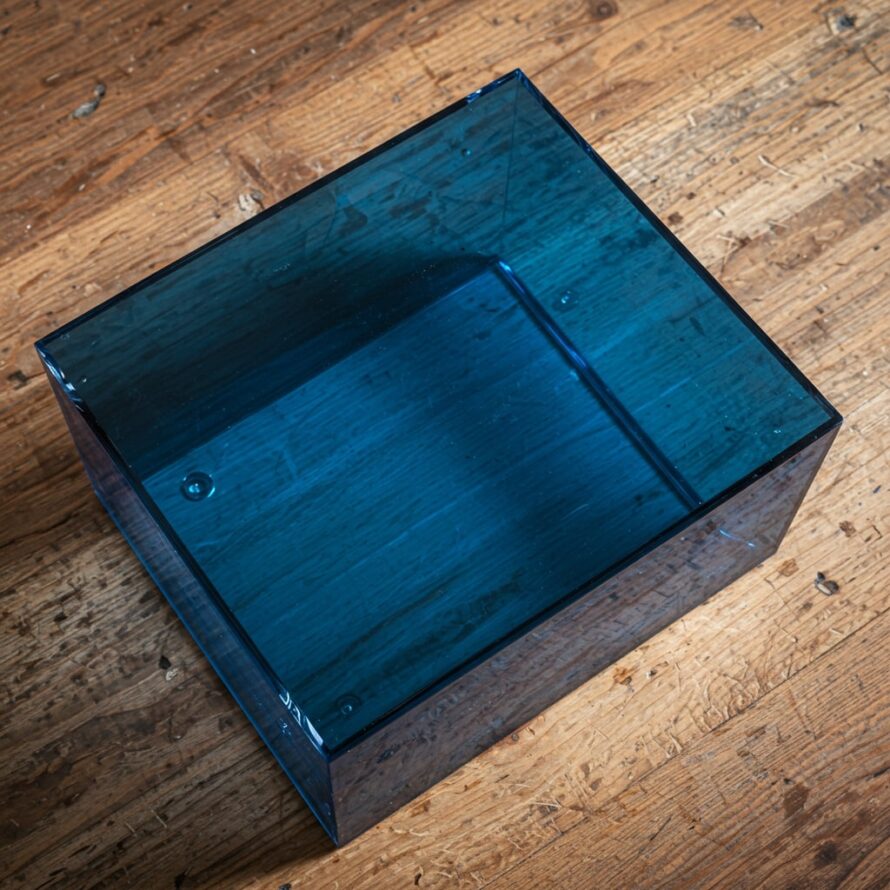 Blauwe doos plexiglas
