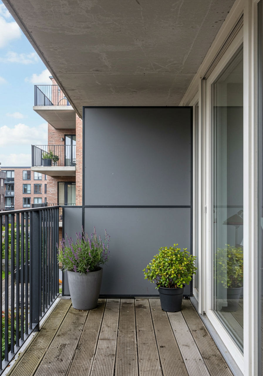 HPL compactplaat balkonafscheiding lichtgrijs