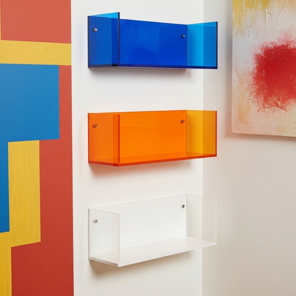 Plexiglas wandplank blauw oranje helder