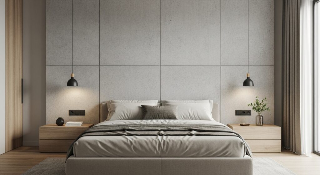 Slaapkamer wandpanelen PVC betonlook