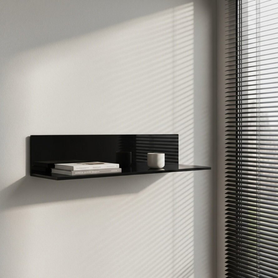 Zwart plexiglas wandplank