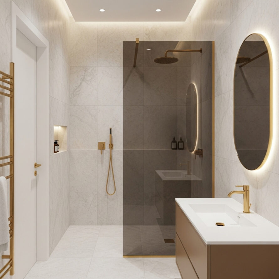 Smoke plexiglas rookglas douchewand badkamer