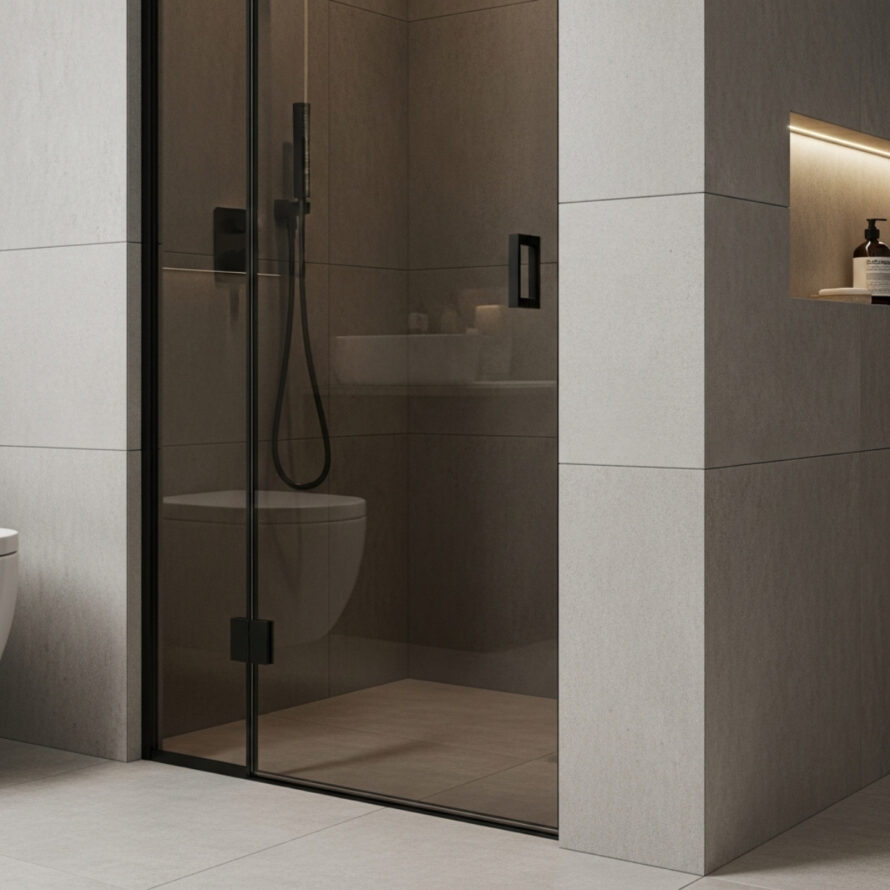 Smoke plexiglas rookglas spatwand moderne badkamer