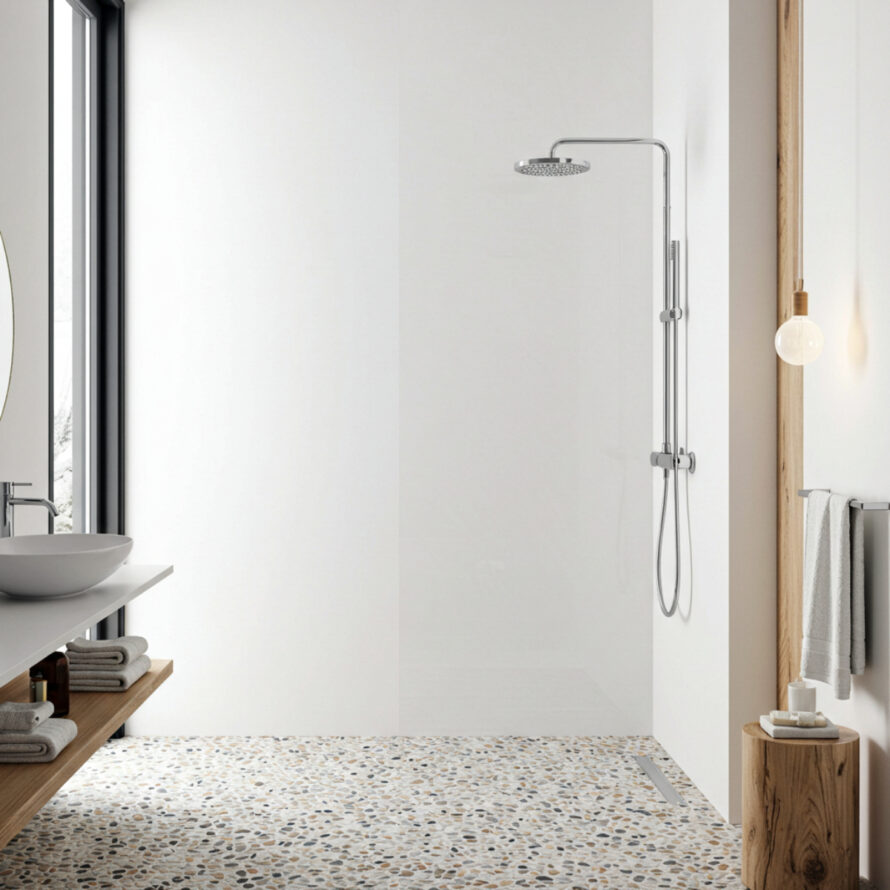 Badkamer renovatie met panelen trespa