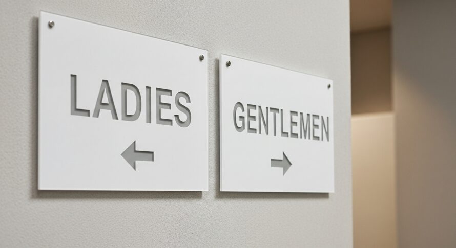 wit plexiglas laser graveren toilet bewegwijzering