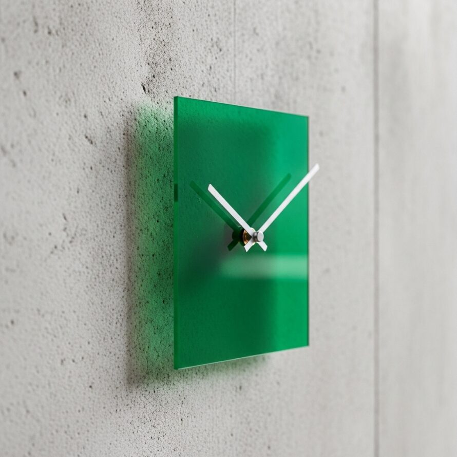 Groene plexiglas klok