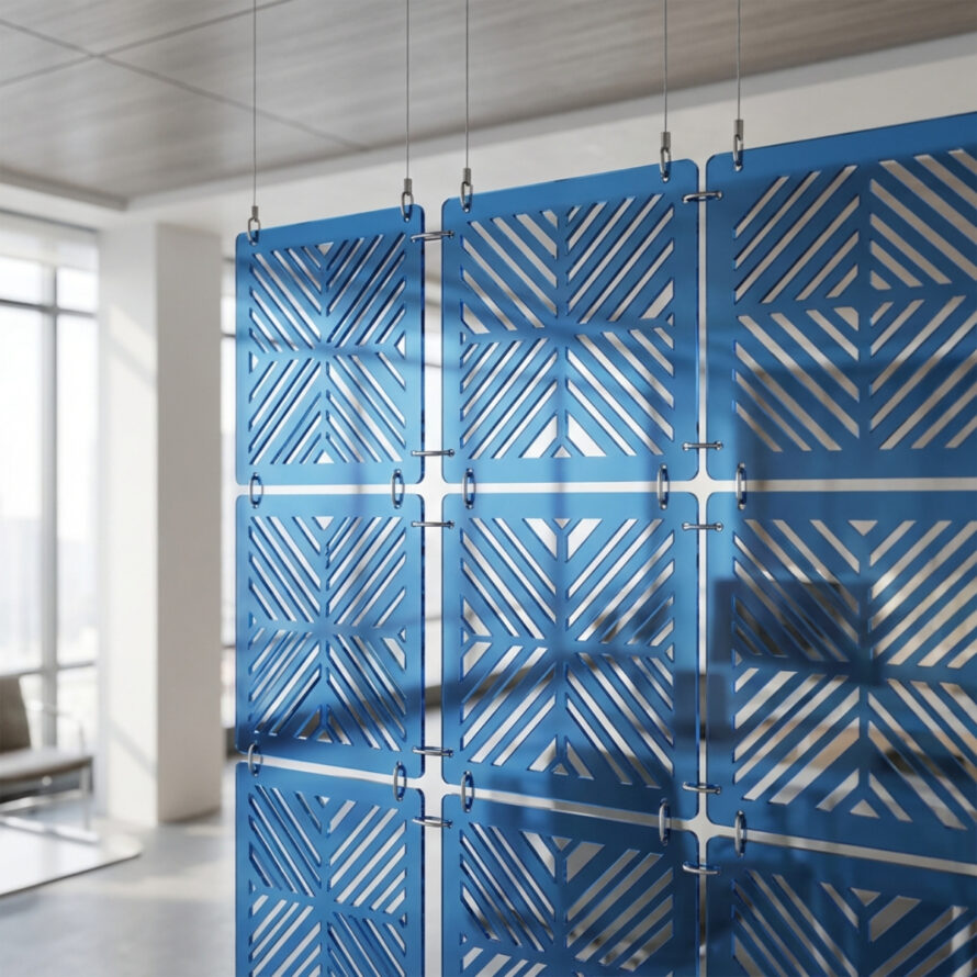 Room divider plexiglas tegels blauw