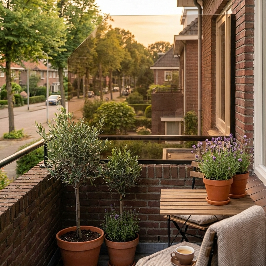 Windscherm balkon brons polycarbonaat massief