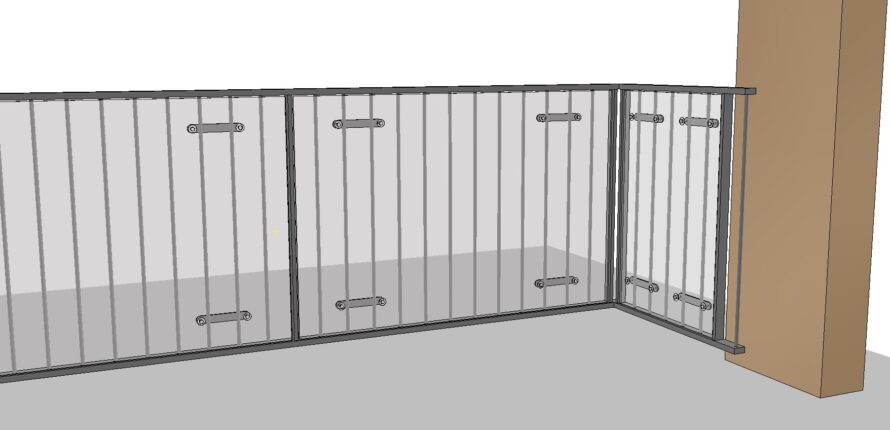 Hoekbalustrade met verticale spijlen.
