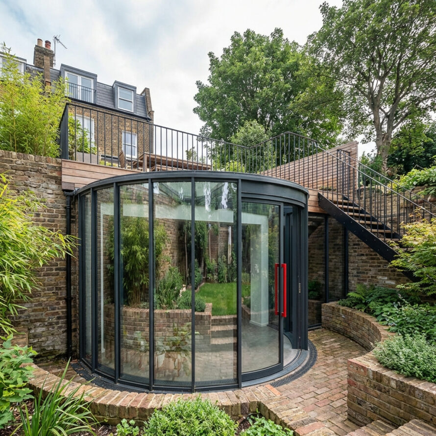 Gebogen Serre vanaf buitenaf