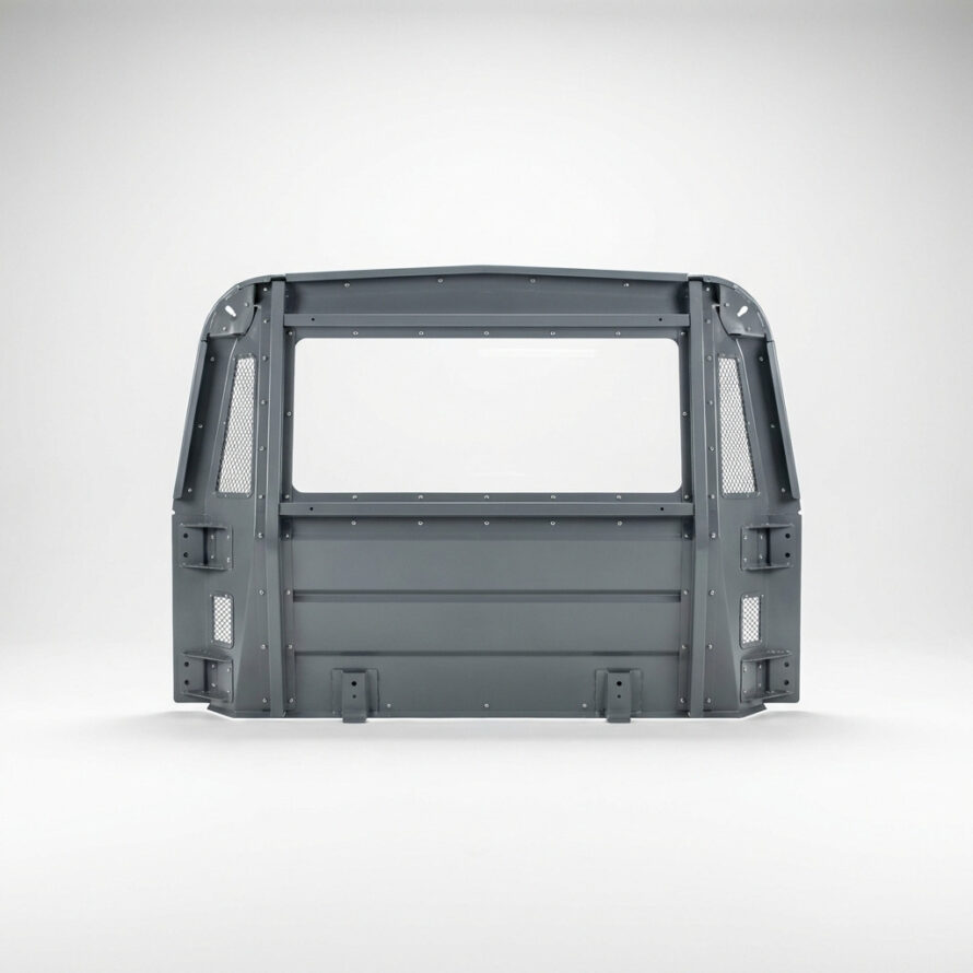 Tussenschot met raam voor bestelbus op witte achtergrond